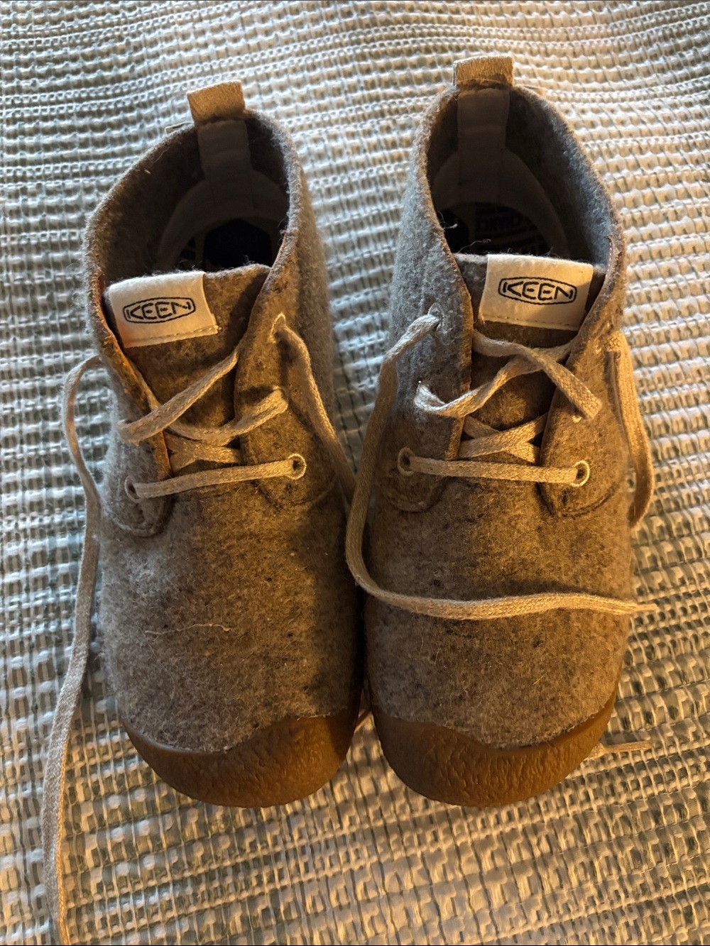 Keen Gray-Tan Wool Blend Lace-Up Ankle Booties